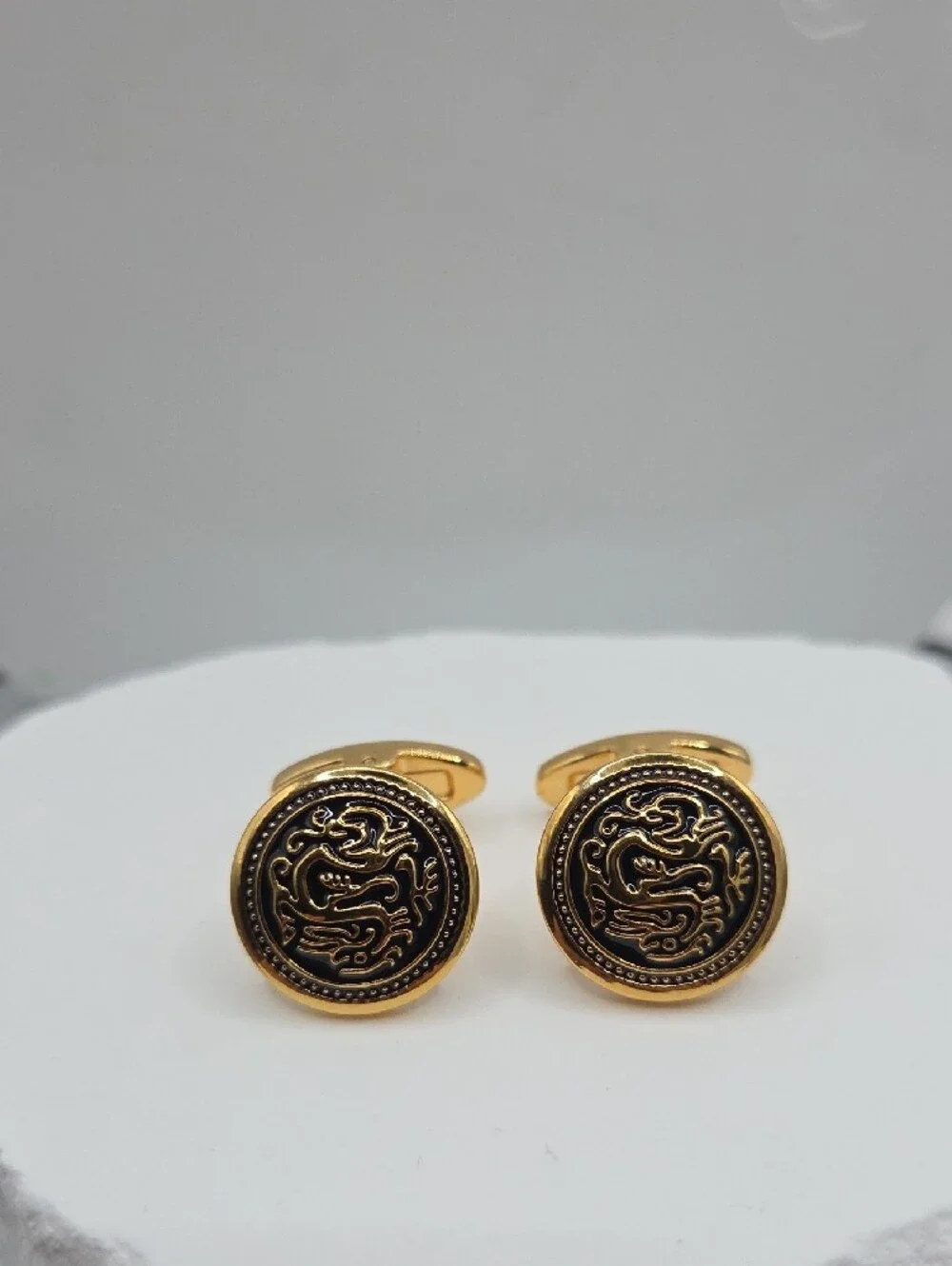 MEL New York Gold Plated Celtic Dragon Cufflinks